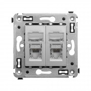 ДКС Компьютерная розетка RJ-45 в стену, кат.5e двойная экранированная, Avanti, закаленная сталь 4404364 DKC
