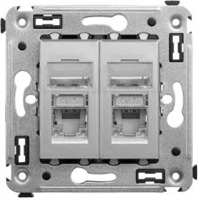 ДКС Компьютерная розетка RJ-45 в стену, кат.5e двойная экранированная, Avanti, закаленная сталь 4404364 DKC