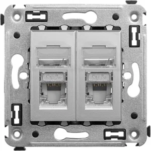 ДКС Компьютерная розетка RJ-45 в стену, кат.5e двойная экранированная, Avanti, закаленная сталь 4404364 DKC ДКС Компьютерная розетка RJ-45 в стену, кат.5e двойная экранированная, Avanti, закаленная сталь 4404364 DKC