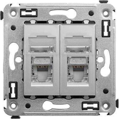 ДКС Компьютерная розетка RJ-45 в стену, кат.5e двойная экранированная, Avanti, закаленная сталь 4404364 DKC