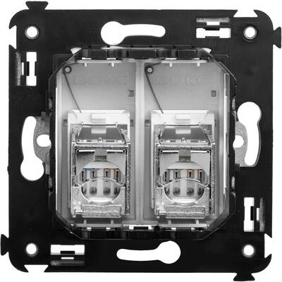 ДКС Компьютерная розетка RJ-45 в стену, кат.5e двойная экранированная, Avanti, закаленная сталь 4404364 DKC ДКС Компьютерная розетка RJ-45 в стену, кат.5e двойная экранированная, Avanti, закаленная сталь 4404364 DKC