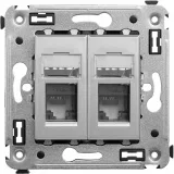 ДКС Компьютерная розетка RJ-45 в стену, кат.6А двойная, Avanti, закаленная сталь 4404374 DKC