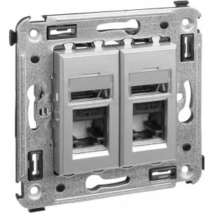 ДКС Компьютерная розетка RJ-45 в стену, кат.6А двойная, Avanti, закаленная сталь 4404374 DKC ДКС Компьютерная розетка RJ-45 в стену, кат.6А двойная, Avanti, закаленная сталь 4404374 DKC