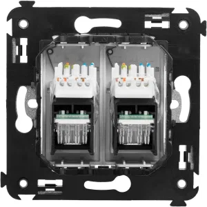 ДКС Компьютерная розетка RJ-45 в стену, кат.6А двойная, Avanti, закаленная сталь 4404374 DKC ДКС Компьютерная розетка RJ-45 в стену, кат.6А двойная, Avanti, закаленная сталь 4404374 DKC