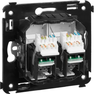 ДКС Компьютерная розетка RJ-45 в стену, кат.6А двойная, Avanti, закаленная сталь 4404374 DKC ДКС Компьютерная розетка RJ-45 в стену, кат.6А двойная, Avanti, закаленная сталь 4404374 DKC