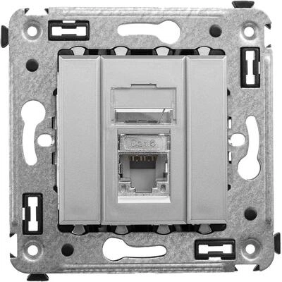 ДКС Компьютерная розетка RJ-45 в стену, кат.6 одинарная экранированная,"Avanti","Закаленная сталь" 4404393 DKC