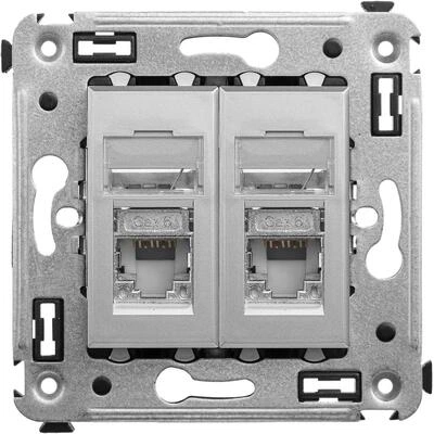ДКС Компьютерная розетка RJ-45 в стену, кат.6 двойная экранированная, Avanti, закаленная сталь 4404394 DKC
