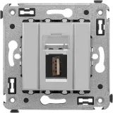 ДКС USB 2.0 розетка одинарная в стену, тип А-А, Avanti, закаленная сталь 4404403 DKC