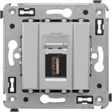 ДКС USB 2.0 розетка одинарная в стену, тип А-А, Avanti, закаленная сталь 4404403 DKC