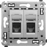 ДКС Компьютерная розетка RJ-45 в стену, кат.5e двойная, "Avanti","Закаленная сталь" 4404464 DKC
