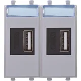 ДКС USB зарядное устройство модульное, Avanti, закаленная сталь, 2модуля, 2.1 А 4404542 DKC