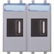 ДКС USB зарядное устройство модульное, Avanti, закаленная сталь, 2модуля, 2.1 А 4404542 DKC