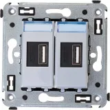 ДКС USB зарядное устройство в стену 2.1 А, Avanti, закаленная сталь 4404543 DKC