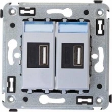 ДКС USB зарядное устройство в стену 2.1 А, Avanti, закаленная сталь 4404543 DKC