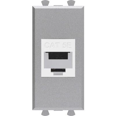 ДКС Компьютерная розетка RJ-45 без шторки модульная, кат.5е, Avanti, закаленная сталь, 1 модуль 4404661 DKC