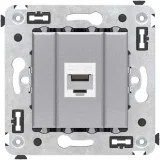 ДКС Компьютерная розетка RJ-45 без шторки в стену, кат.5е одинарная, Avanti, закаленная сталь 4404663 DKC