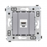 ДКС Компьютерная розетка RJ-45 без шторки в стену, кат.5е одинарная, Avanti, закаленная сталь 4404663 DKC