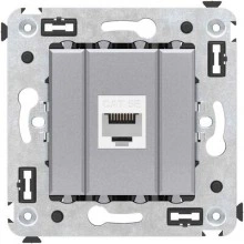 ДКС Компьютерная розетка RJ-45 без шторки в стену, кат.5е одинарная, Avanti, закаленная сталь 4404663 DKC