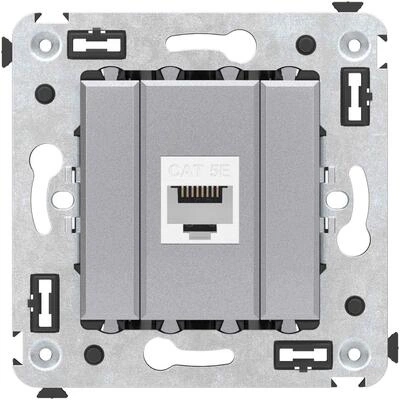 ДКС Компьютерная розетка RJ-45 без шторки в стену, кат.5е одинарная, Avanti, закаленная сталь 4404663 DKC
