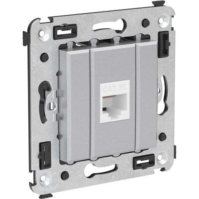 ДКС Компьютерная розетка RJ-45 без шторки в стену, кат.5е одинарная, Avanti, закаленная сталь 4404663 DKC ДКС Компьютерная розетка RJ-45 без шторки в стену, кат.5е одинарная, Avanti, закаленная сталь 4404663 DKC