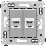 ДКС Компьютерная розетка RJ-45 без шторки в стену, кат.5е двойная, Avanti, закаленная сталь 4404664 DKC