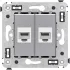 ДКС Компьютерная розетка RJ-45 без шторки в стену, кат.5е двойная, Avanti, закаленная сталь 4404664 DKC ДКС Компьютерная розетка RJ-45 без шторки в стену, кат.5е двойная, Avanti, закаленная сталь 4404664 DKC