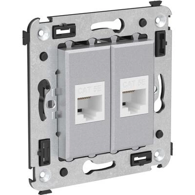 ДКС Компьютерная розетка RJ-45 без шторки в стену, кат.5е двойная, Avanti, закаленная сталь 4404664 DKC ДКС Компьютерная розетка RJ-45 без шторки в стену, кат.5е двойная, Avanti, закаленная сталь 4404664 DKC