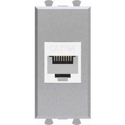 ДКС Компьютерная розетка RJ-45 без шторки модульная, кат.6А, Avanti, закаленная сталь, 1 модуль 4404671 DKC
