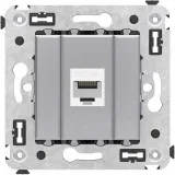 ДКС Компьютерная розетка RJ-45 без шторки в стену, кат.6А одинарная, Avanti, закаленная сталь 4404673 DKC