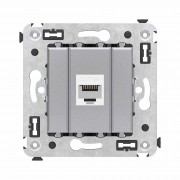 ДКС Компьютерная розетка RJ-45 без шторки в стену, кат.6А одинарная, Avanti, закаленная сталь 4404673 DKC