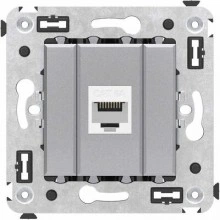 ДКС Компьютерная розетка RJ-45 без шторки в стену, кат.6А одинарная, Avanti, закаленная сталь 4404673 DKC
