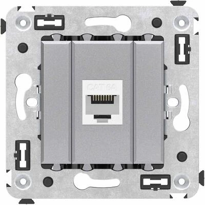 ДКС Компьютерная розетка RJ-45 без шторки в стену, кат.6А одинарная, Avanti, закаленная сталь 4404673 DKC