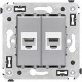 ДКС Компьютерная розетка RJ-45 без шторки в стену, кат.6А двойная, Avanti, закаленная сталь 4404674 DKC