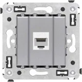 ДКС Компьютерная розетка RJ-45 без шторки в стену, кат.6 одинарная, Avanti, закаленная сталь 4404693 DKC