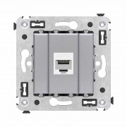 ДКС Компьютерная розетка RJ-45 без шторки в стену, кат.6 одинарная, Avanti, закаленная сталь 4404693 DKC