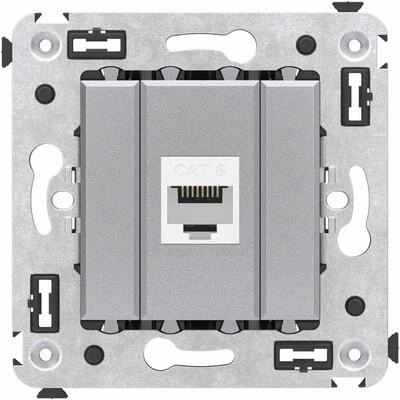 ДКС Компьютерная розетка RJ-45 без шторки в стену, кат.6 одинарная, Avanti, закаленная сталь 4404693 DKC