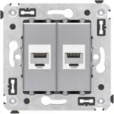 ДКС Компьютерная розетка RJ-45 без шторки в стену, кат.6 двойная, Avanti, закаленная сталь 4404694 DKC