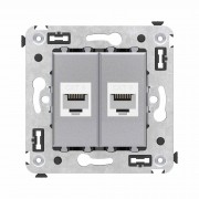 ДКС Компьютерная розетка RJ-45 без шторки в стену, кат.6 двойная, Avanti, закаленная сталь 4404694 DKC