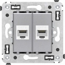 ДКС Компьютерная розетка RJ-45 без шторки в стену, кат.6 двойная, Avanti, закаленная сталь 4404694 DKC