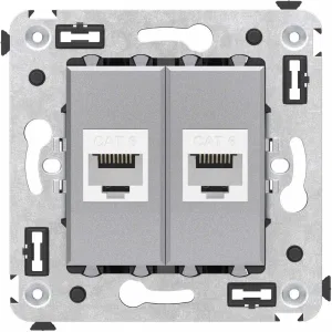 ДКС Компьютерная розетка RJ-45 без шторки в стену, кат.6 двойная, Avanti, закаленная сталь 4404694 DKC ДКС Компьютерная розетка RJ-45 без шторки в стену, кат.6 двойная, Avanti, закаленная сталь 4404694 DKC