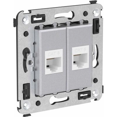 ДКС Компьютерная розетка RJ-45 без шторки в стену, кат.6 двойная, Avanti, закаленная сталь 4404694 DKC ДКС Компьютерная розетка RJ-45 без шторки в стену, кат.6 двойная, Avanti, закаленная сталь 4404694 DKC