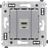 ДКС Компьютерная розетка RJ-45 без шторки в стену, кат.5e одинарная экранированная, Avanti, закаленная сталь 4404763 DKC
