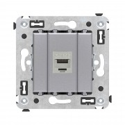 ДКС Компьютерная розетка RJ-45 без шторки в стену, кат.5e одинарная экранированная, Avanti, закаленная сталь 4404763 DKC