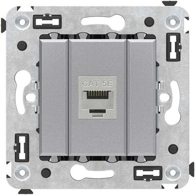 ДКС Компьютерная розетка RJ-45 без шторки в стену, кат.5e одинарная экранированная, Avanti, закаленная сталь 4404763 DKC ДКС Компьютерная розетка RJ-45 без шторки в стену, кат.5e одинарная экранированная, Avanti, закаленная сталь 4404763 DKC