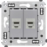 ДКС Компьютерная розетка RJ-45 без шторки в стену, кат.5e двойная экранированная, Avanti, закаленная сталь 4404764 DKC