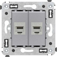 ДКС Компьютерная розетка RJ-45 без шторки в стену, кат.5e двойная экранированная, Avanti, закаленная сталь 4404764 DKC