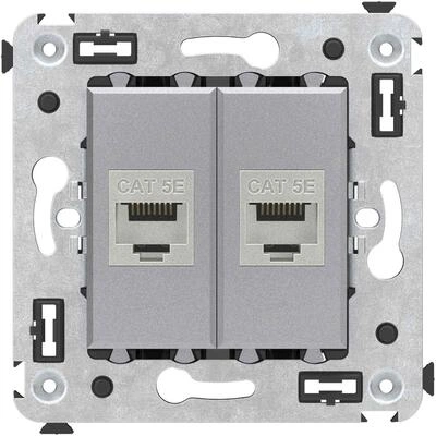 ДКС Компьютерная розетка RJ-45 без шторки в стену, кат.5e двойная экранированная, Avanti, закаленная сталь 4404764 DKC ДКС Компьютерная розетка RJ-45 без шторки в стену, кат.5e двойная экранированная, Avanti, закаленная сталь 4404764 DKC