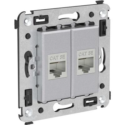 ДКС Компьютерная розетка RJ-45 без шторки в стену, кат.5e двойная экранированная, Avanti, закаленная сталь 4404764 DKC ДКС Компьютерная розетка RJ-45 без шторки в стену, кат.5e двойная экранированная, Avanti, закаленная сталь 4404764 DKC
