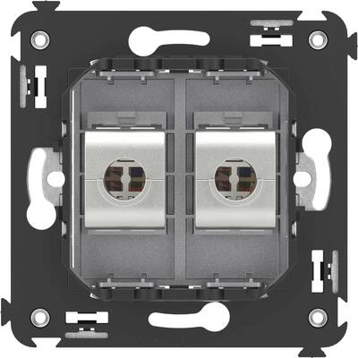 ДКС Компьютерная розетка RJ-45 без шторки в стену, кат.5e двойная экранированная, Avanti, закаленная сталь 4404764 DKC ДКС Компьютерная розетка RJ-45 без шторки в стену, кат.5e двойная экранированная, Avanti, закаленная сталь 4404764 DKC