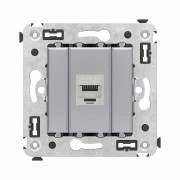 ДКС Компьютерная розетка RJ-45 без шторки в стену, кат.6А одинарная экранированная, Avanti, закаленная сталь 4404773 DKC